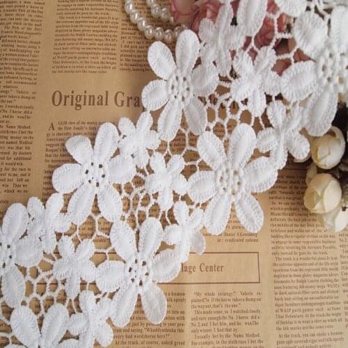 Cotton hollow embroidery corded lace trim diy water soluble Flower lace ribbon white black 11cm width-QX