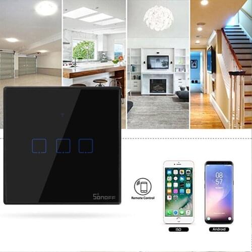 Itead Sonoff T3EU/ UK/US 3 gang TX Series Wall Touch Wifi Switch Remote Control Smart Home Switch Works With Alexa Google Home
