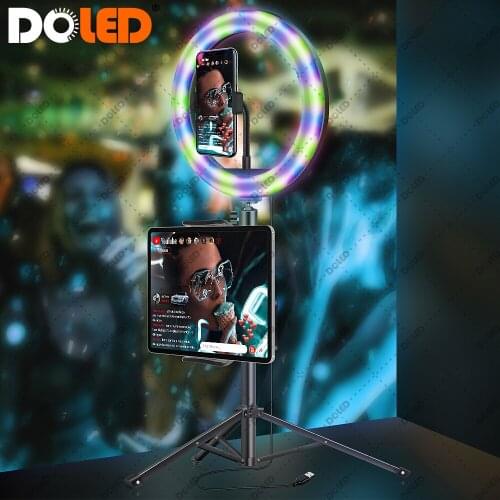 DOLED 10" LED RGB Ring Light Music Sync with 64" Tripod Phone Holder for Photographic Photo Studio Lighting Video Live Stream