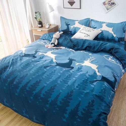 Navy Bedding Set Boys Girls Single Double Queen King Size Bed Linen Sheet Plaid Duvet Cover Sets Fashion Home Bedclothes