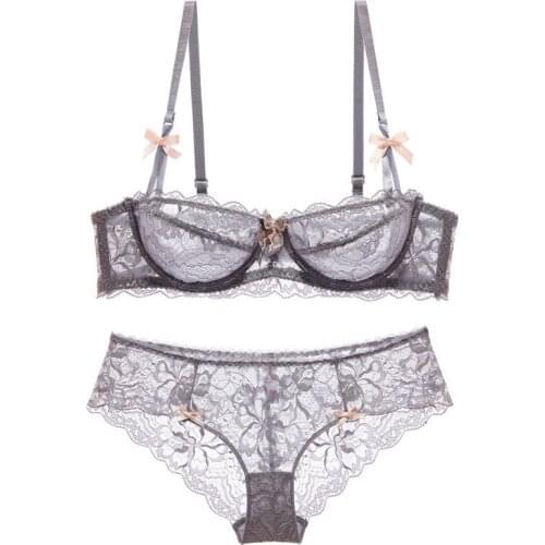 1/2 Cup Bra Set Sexy Lace Bra Panty Set Wire Free Bralette Lingerie Sets 2017 Lenceria Style Underwear Soutien Gorge Et Culotte