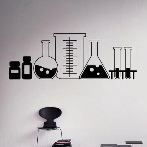 Laboratory Glass Wall Decal Vinyl Sticker Chemistry Classroom Art Decor Home Interior Room Custom Design Window Bedroom A13-038