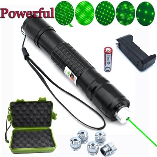 Powerful green laser pointer 8000m-10000m far radiation 5mW high power laser sight 2 in 1 starlight laser cap burning laser 018