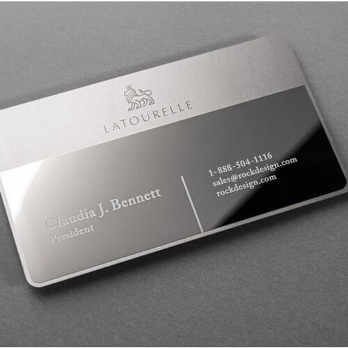 Stainless steel business card hollow metal card custom mirror metal business card design