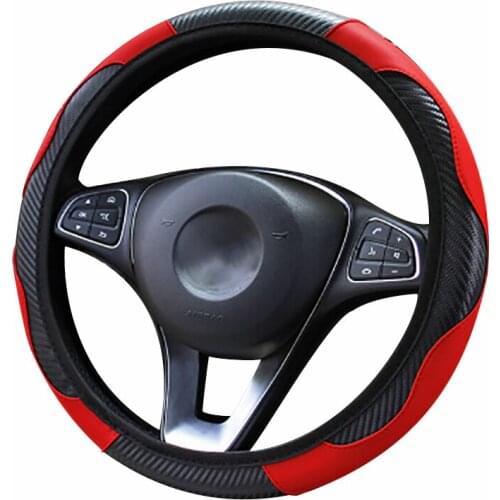 Anti Slip Car Steering Wheel Cover Breathable PU Steering Covers Suitable 37-38cm Auto steering wheel protective Decoration