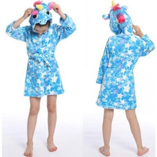 New Winter Flannel Soft Warm Cartoon Bathrobe Children Sleepwear Pyjamas Kids Towel Beach Baby Clothes Robes For Girl