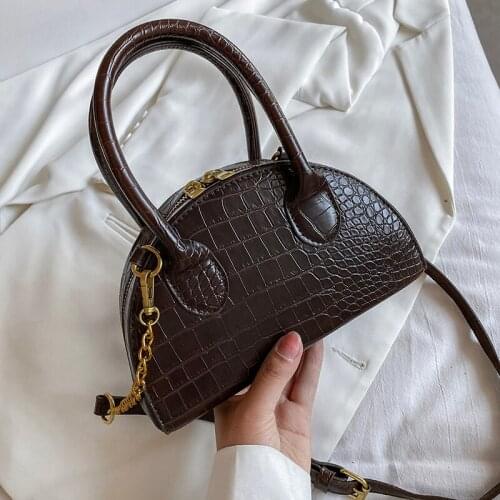 Semicircle Small Stone Pattern PU Leather Crossbody Bag with Short Handle for Women 2021 Shoulder Purses and Handbags Totes