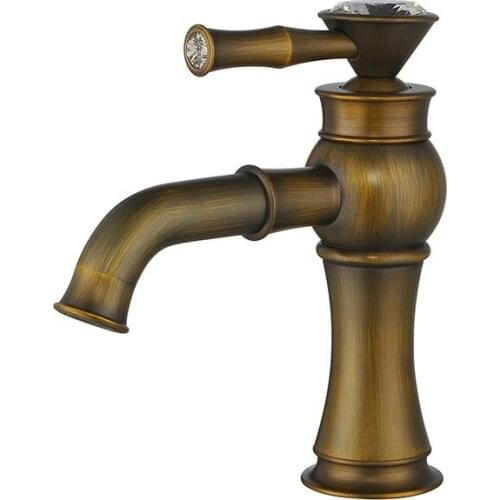 Luxury Bathroom Sink Brass Single Hole Single Handle Lavatory Faucet Wash Basin Faucet Tap Lead-Free, Antique brass