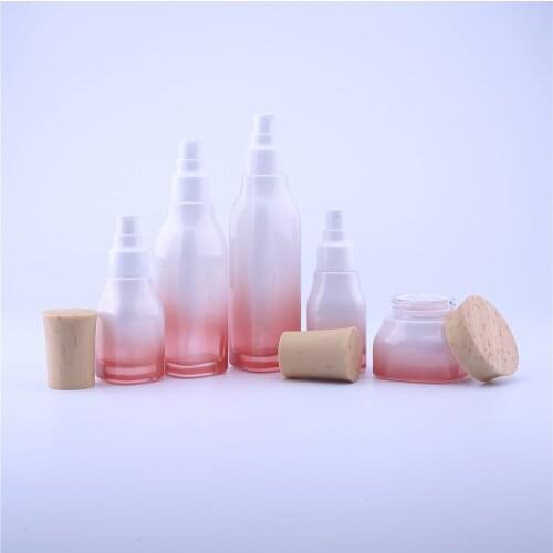 Pink Glass emulsion Refillable Ointment Bottles Empty Cosmetic Jar Pot Eye Shadow Face Cream Container 40ml100ml120ml50g 200pcs
