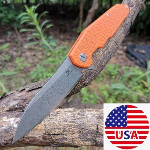 Folding Knife,Blade:D2,Handle:G10+Stainless Steel EDC Tools Knives Good for Hunting Camping Survival Outdoor and Everyday Carry