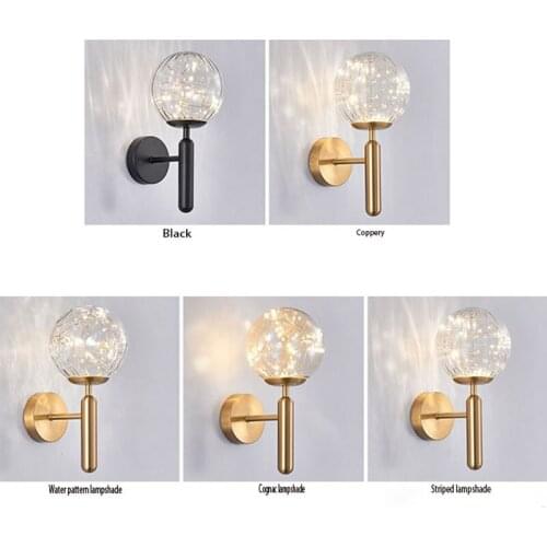 LED Nordic glass Wall Lamp bedroom bedside Lamp living room corridor Wall Lamp Modern gold/black Indoor Decor Lighting Fixtures