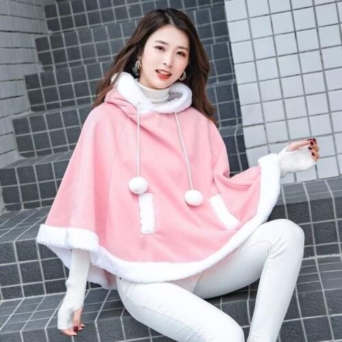 Fashion Women Kawaii Sweatshirt Japanese Warm Girls Casual Outerwear Harajuku Cloak Fleece Loose Hooded Hoodies Funny Females