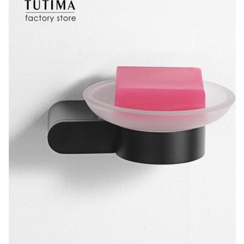 Tutima Bathroom Soap Dish Holder Wall Mounted, 304 Stainless Steel Matte Black Sqaure Bath Soap Holder