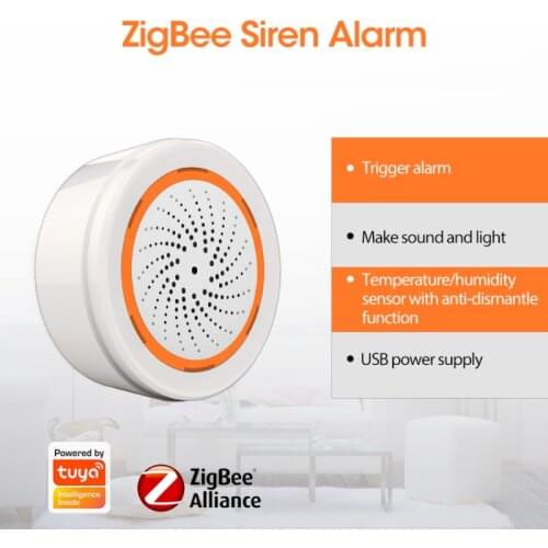Tuya zigbee smart sound and light Siren Alarm built in temperature and humidity sensor DIY smart home T&H Siren 3 IN 1 Sensor