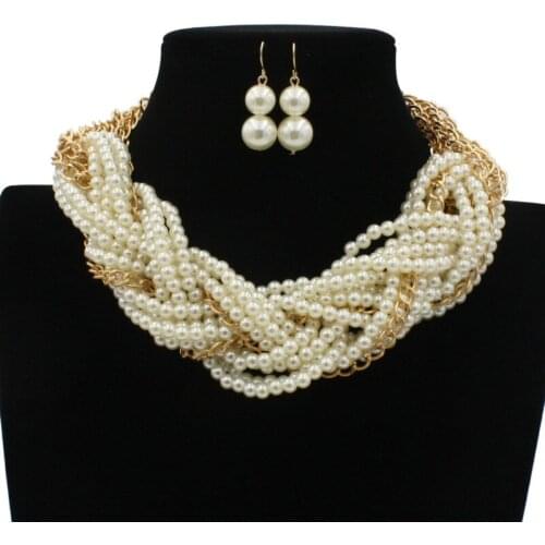 Unique Large Gold Winded Pearl Necklace Full Handmade Pearl Necklace Gold Necklace for Womens Wedding Party Jewelry Gift 2020