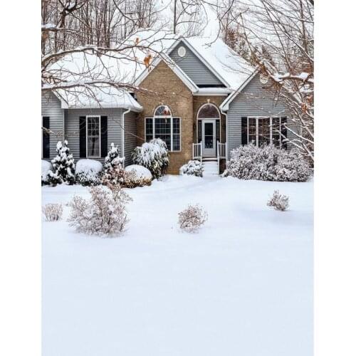 Snow Scene Photography Backdrops House Forest Backgrounds for Photo Studio Children Kids Portrait Photo Shoot Vinyl Cloth Custom