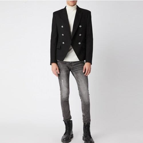 HIGH QUALITY Runway 2021 Designer Mens Blazer Classic Double Breasted Metal Lion Buttons Blazer Jacket Outer Wear