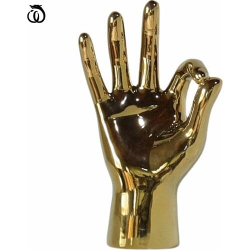 WU CHEN LONG Minimalist Ideas Fist OK Gesture Art Sculpture Abstract Hand Statue Ceramic Craft Luxurious Home Decoration R6891