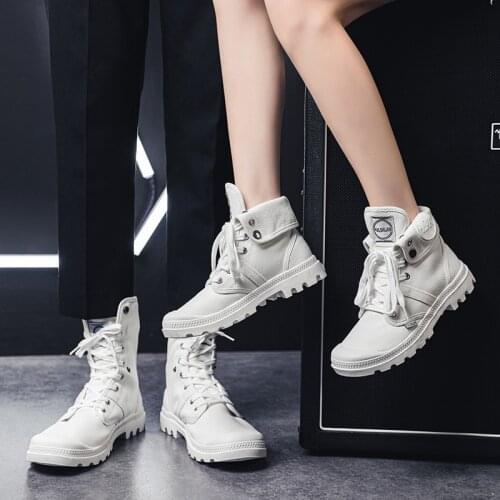 2021 Women Turned-over Edge Ankle Boots Fashion Canvas Boots Outdoor Martin Boots Mens and womens couple shoes Botas Mujer