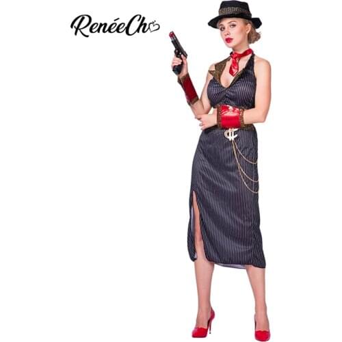 Halloween Costume For Women Gangster Girl Costumes fantasias adulto feminino carnaval party wear sexy moll cosplay dress