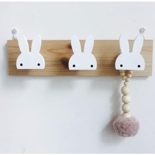 1PC Nordic Europe Wind Rabbit Hook Wood Clothes Hooks On Wall Decorate Kids Children Room ECO Friendly Hanger Hooks MH 010