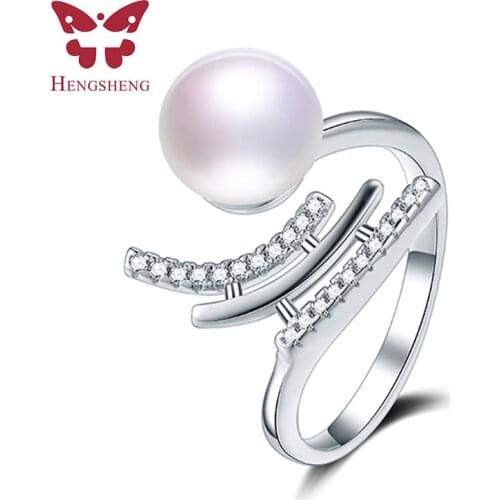 2021 Hot Sale Real 925 Sterling Silver Rings For Women Fashion 8-9mm Natural Freshwater Pearl Jewelry Ring Gift Dropshipping