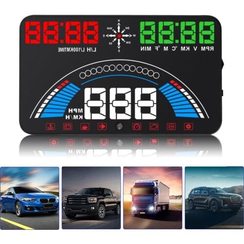5.5" HUD Head Up Display Digital Car Speedometer Speeding Warning Fuel Consumption Water Temperature RPM GPS OBD2 Smart Gadgets