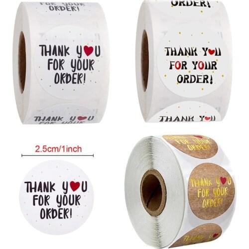 500pcs/roll round gold thank you for your order stickers for package seal labels business package decoration stationery sticker