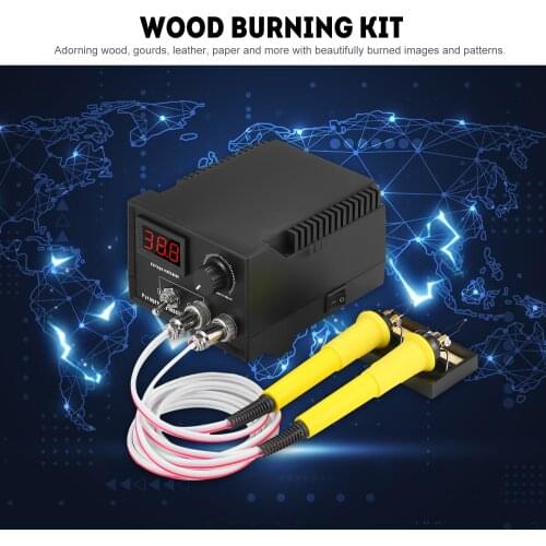 60W 110V-240V Adjustable 0℃-800℃ Digital Display Woodburning Pyrography Pen Machine Set Electric Soldering Iron with Tips 29PCS