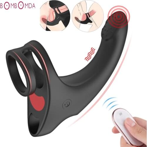 9 Modes Vibrating Penis Massager Ring Dildo Sex Toys for Men Scrotum Massager Male Chastity Cage Testicle Bondage Vibrators