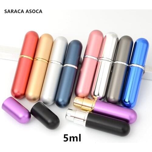 5ml Aluminum Glass Perfume Bottle 0.17oz Mini Lipstick Perfume Tube Cosmetic Empty Bottle Silver Ring Multicolor 30pcs/lot