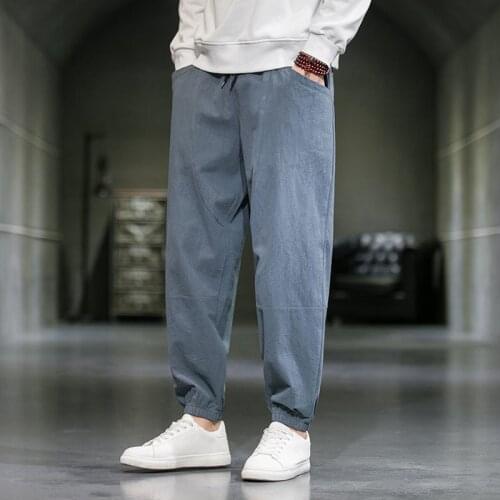 MrGB Cotton Linen Spring Autumn Chinese Style Men Pants Oversize Male Trousers Vintage 5XL Joggers Pants Branded Men Clothing