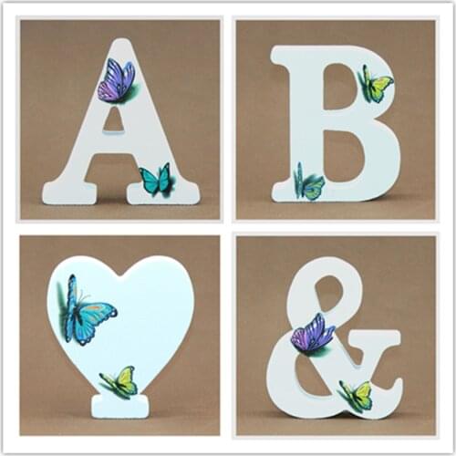 1pc 10cm 3D Butterfly Wooden Letters Alphabet DIY Design Hand Made Art Crafts Name Letter Standing Home Decor Height 3.94 Inches