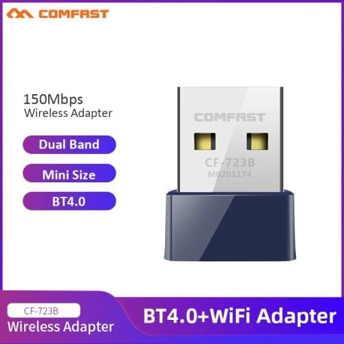 Comfast CF-723B Mini USB 2.0 150Mbps Wireless Wifi Adapter Dongle Receiver Network LAN Card PC Bluetooth 4.0 Receive&Transmit