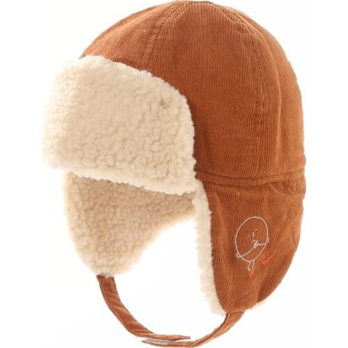 Connectyle Toddler Infant Boys Kids Winter Skull Cap Windproof Cotton Trapper Hat with Large Flaps Warm Hat Sherpa Lined Ski Cap