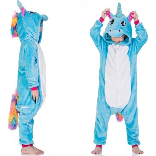 Children Kigurumi Unicorn Pajamas Kids Baby Funny Animal Jumpsuit Onesie Pajama Warm Sleepwear Girls Boys Cosplay Pyjamas