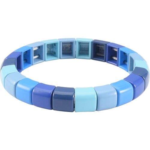 Enamel Tila Alloy Bracelet Elastic Beaded Bracelet for Woman Friendship bracelets