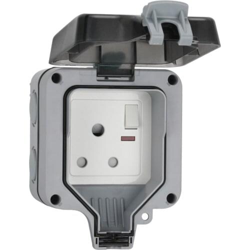 EU Outdoor Waterproof Socket IP66 France Europe 15A Illuminated With Switch Rainproof Charging Panel Industrial Board