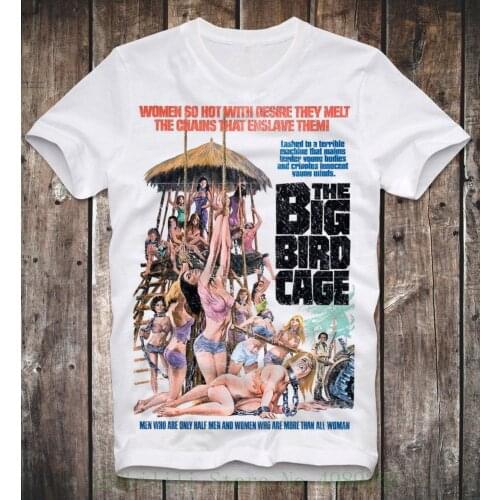 T Shirt The Big Bird Cage Exploitation B Movie Porn Porno Vintage Pam Grier Sexy Print T-Shirt Men Summer