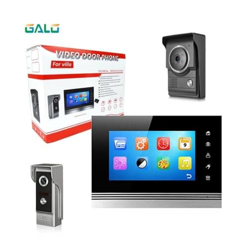 Upgrade 7'' Color Wired Video Intercom Indoor Unit Monitor Screen Black Touch Metal Display Video Doorphone 25 chord Door Phone
