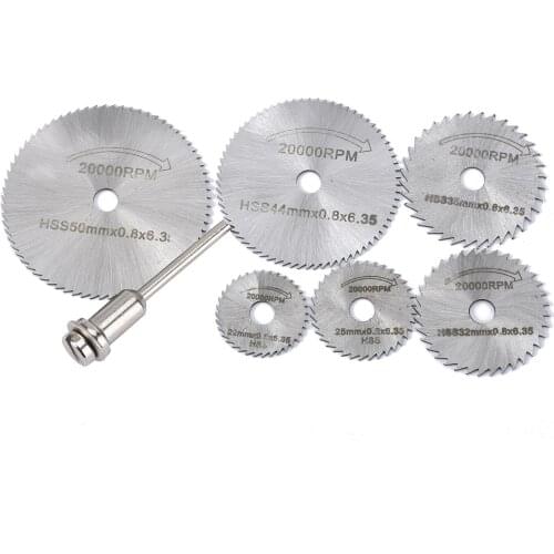 7pcs Circular Saw Blade Set High Speed Steel Cutting Disc shank Dremel Rotary Tool Accessories for Wood Aluminium Cut