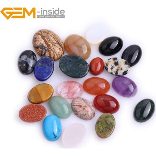 Natural Stone Cabochon Oval Lapis Lazuli Agates Tiger Eyes Carnelian Beads For DIY Jewelry Findings 5 Pcs
