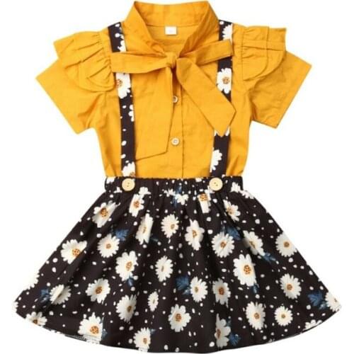 New Sweet Toddler Baby Girl Clothes Short Sleeve Shirt Strap Skirt Dress Outfits