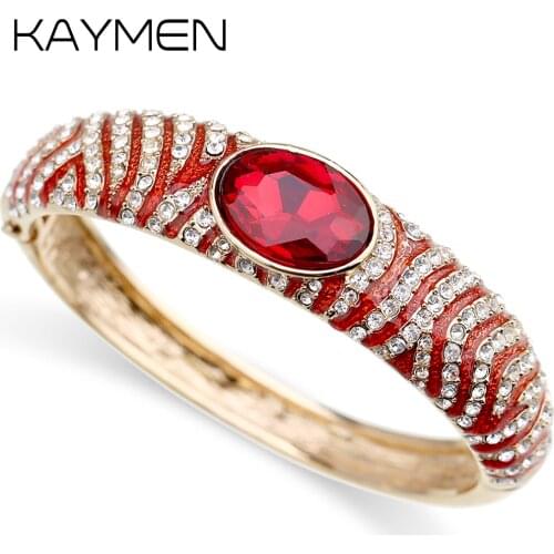 New Arrived Fashion Cuff Bracelet for Women, Girls Sweet AAA Rhinestones and Enamel Bangle Bracelet Wedding Party Jewelry