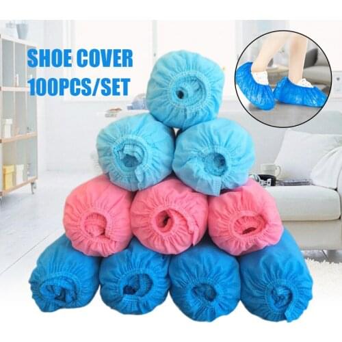 100pcs Non-woven Boot Cover Disposable Shoe Covers Thicken Overshoes Non-Slip Universal HSJ88