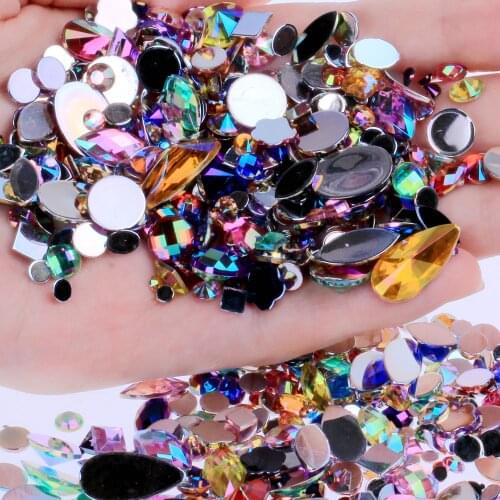 Variety of Shapes and Sizes and Many Colors for 15g a Bag About 300pcs Flat Back Acrylic Rhinestones Face Decorations Face Gems