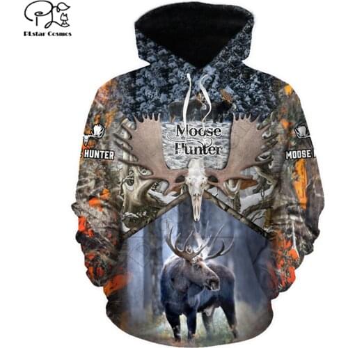 Fashion Moose Hunting hoodies 3D printed Sweatshirt Hoodie Harajuku Autumn Streetwear women foe men Casual Tracksuit style-3