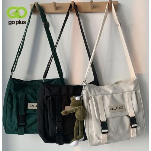 GOPLUS Ins Japanese Classic Simple Womens Messenger Bag 2021 Korea Chic Postman Bag School Girl Nylon Waterproof Canvas Bag