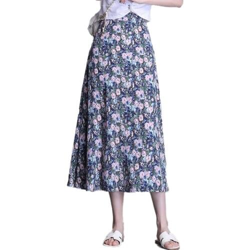 Chiffon A-line Skirt Women Plus Size Floral Print Elegant Long Skirt Mujer Maxi Beach Summer 2021 Vintage Elegant Saia Longa