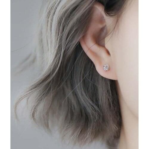 Stud Ball Earrings Geometric For Women Zircon Rubik’s Cube Vintage Design Fashion Korean New Trendy Girlfriend Jewelry BOYULIGE